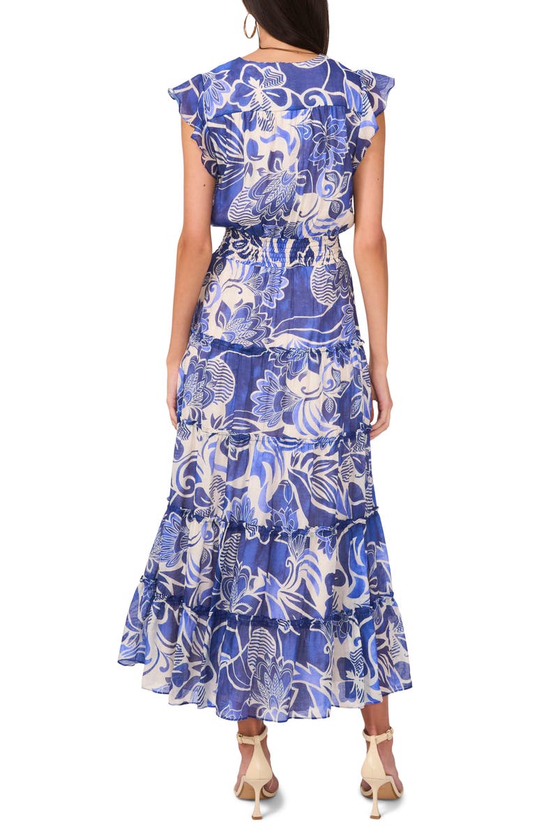 Halogen<sup>®</sup> Ruffle Sleeve Smocked Waist Tiered Maxi Dress, Alternate, color,