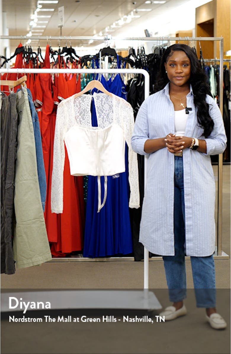 Long Sleeve Lace & Satin Corset Top, sales video thumbnail