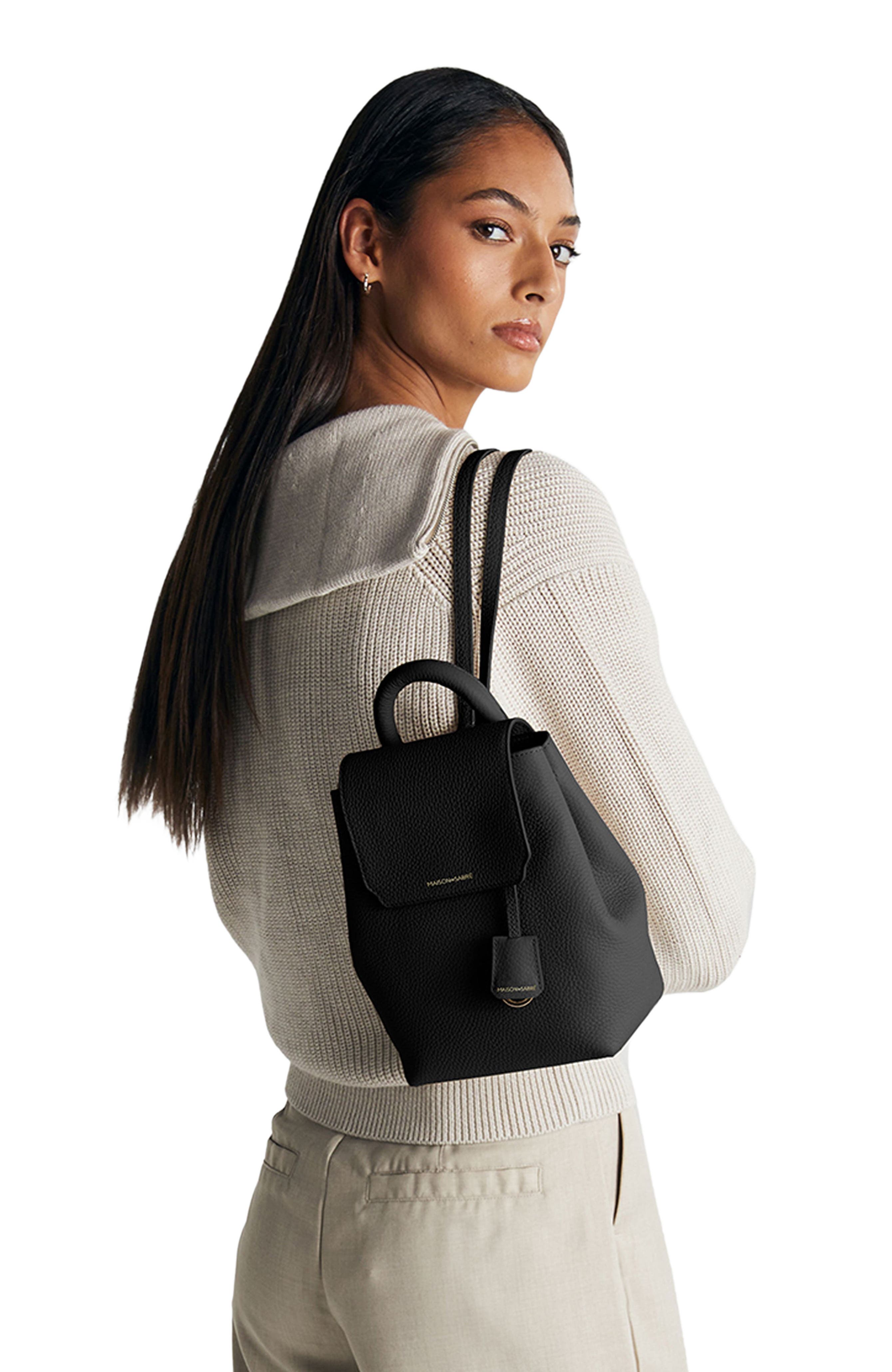 Mini Soft Leather Backpack, Alternate, color, Black Caviar