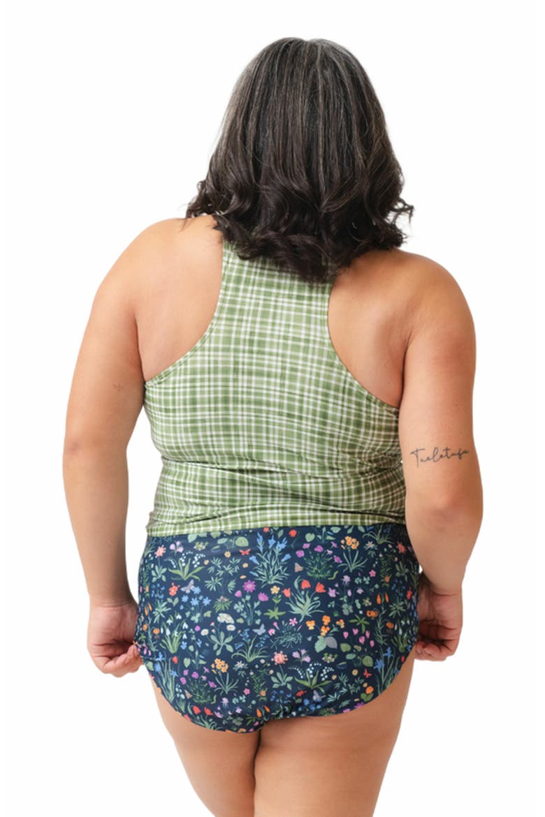 Racer-Back Tankini Top, Alternate, color, Fern Gingham