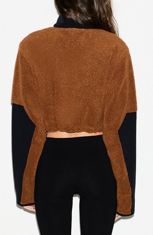 Skims Teddy Funnel Neck Cropped Jacket In Brown