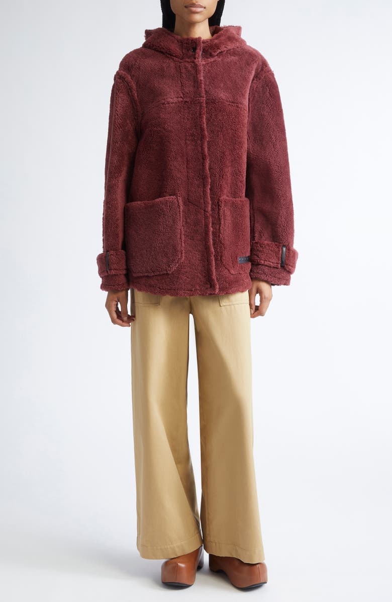 Marni Genuine Shearling Hooded Jacket, Alternate, color, Rom88 Peat