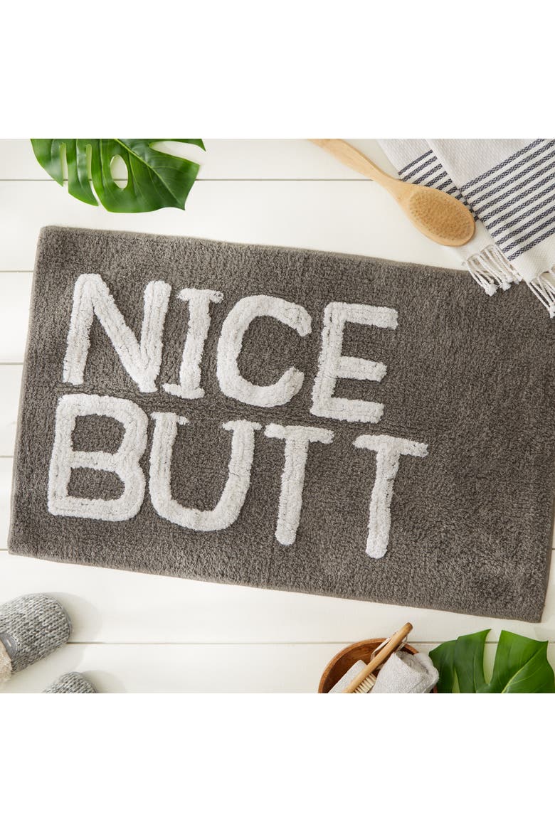 Gray & White Tufted Bath Mat, Nice Butt, 20x31, Main, color, Gray