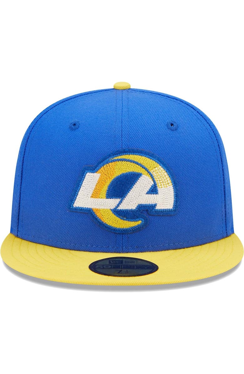 New Era Men's New Era Royal/Gold Los Angeles Rams Super Bowl LVI Letterman 59FIFTY Fitted Hat, Alternate, color,