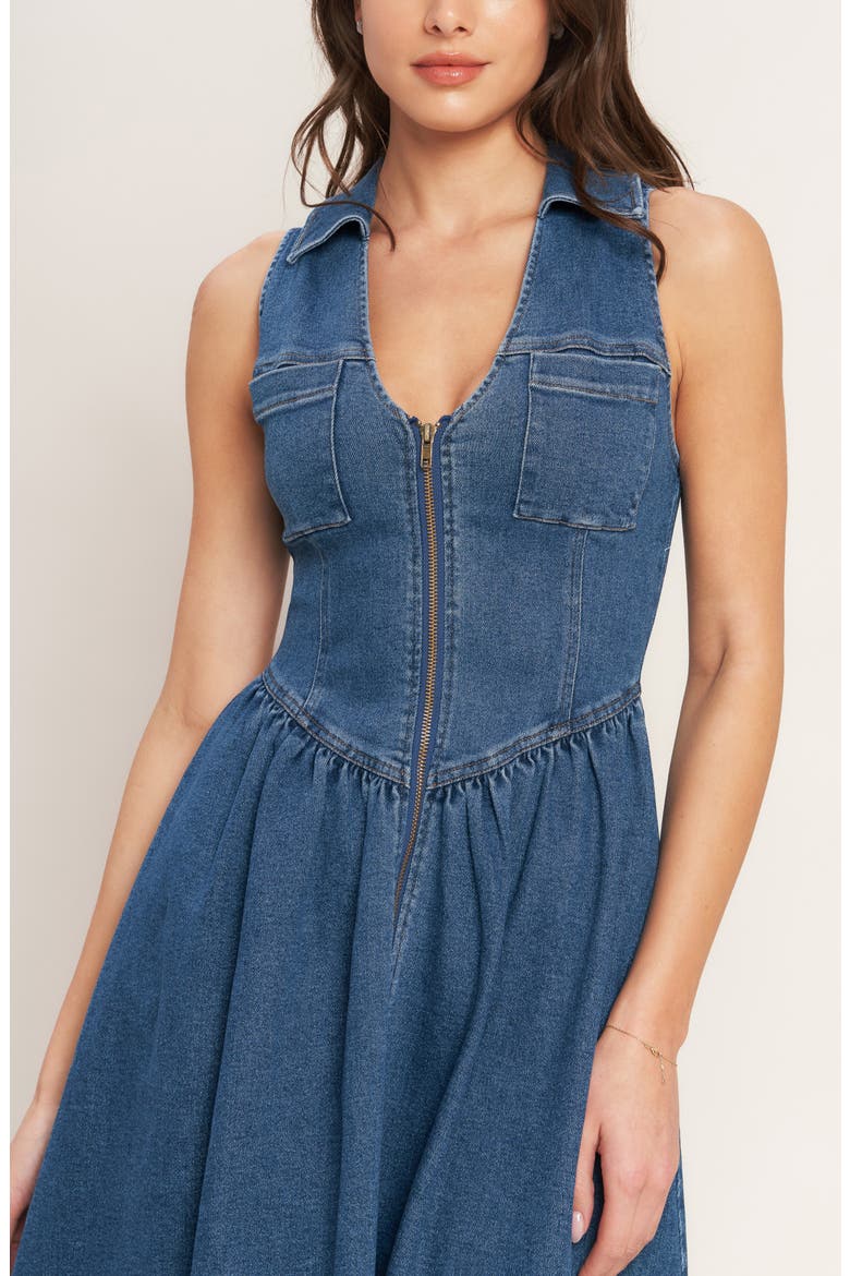 Sleeveless Denim Midi Dress, Alternate, color, MEDIUM INDIGO