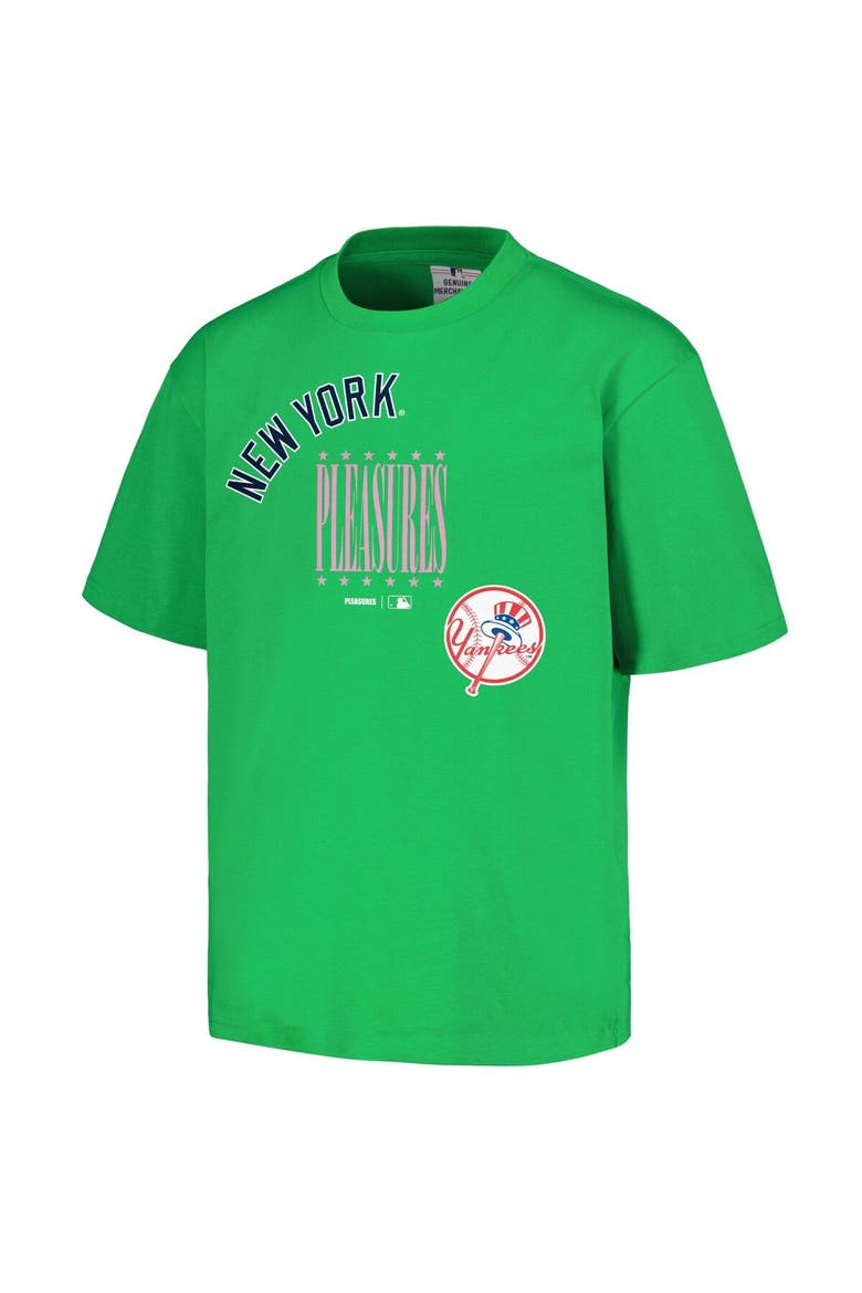 Men's PLEASURES  Green New York Yankees Repurpose T-Shirt, Alternate, color, Green