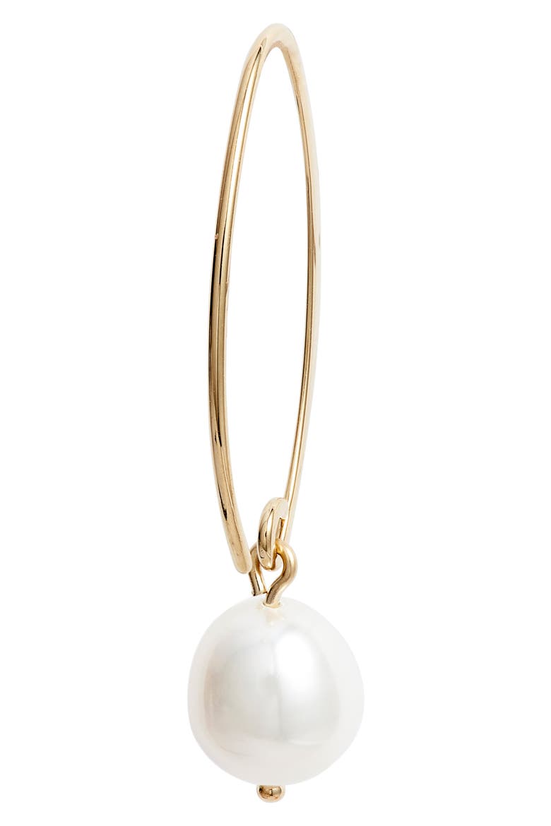Briolette Gemstone Hoop Earrings, Alternate, color, YELLOW GOLD/ PEARL