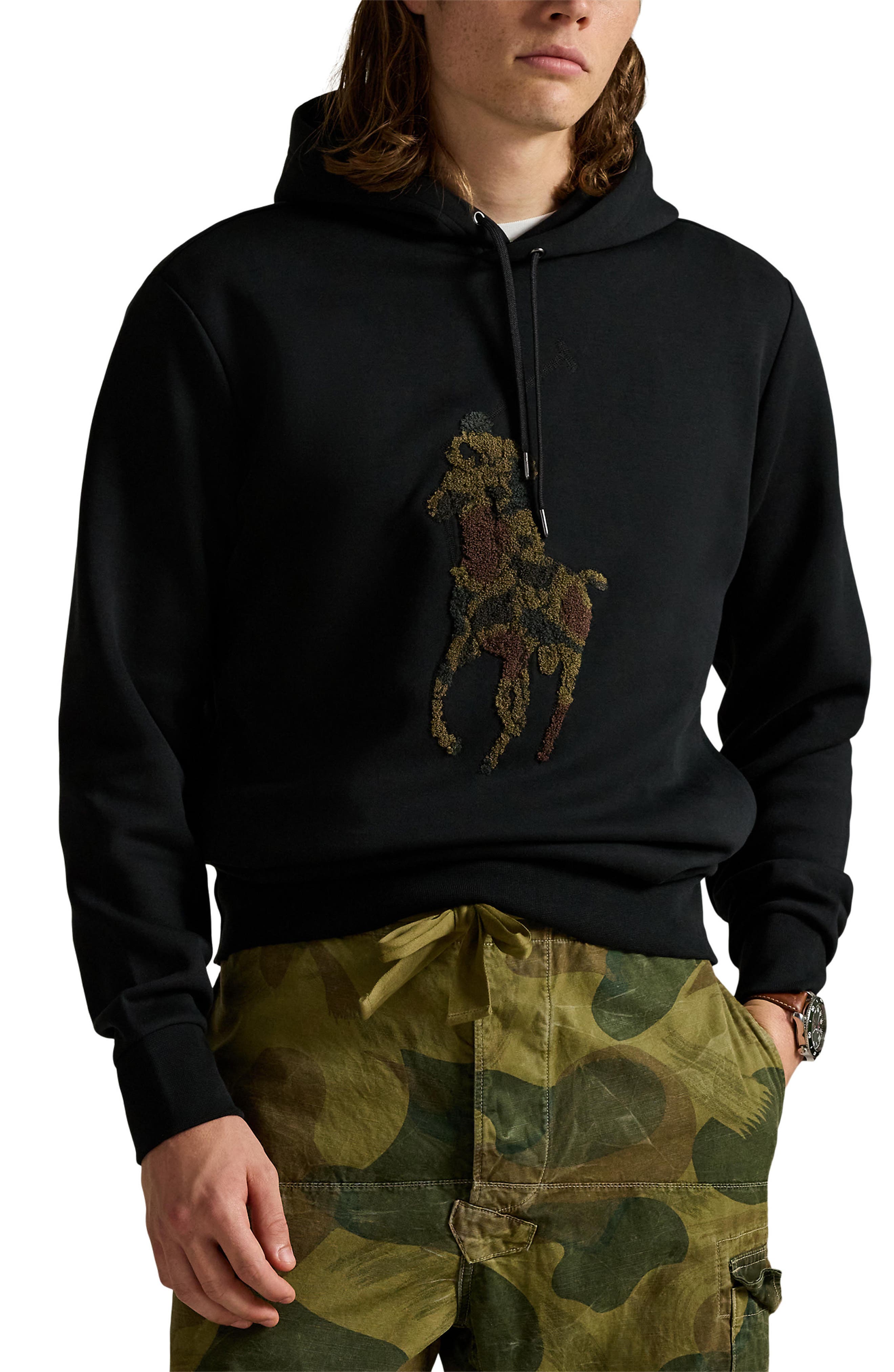 Camo Big Pony Appliqué Double-Knit Hoodie (Men) | Nordstrom