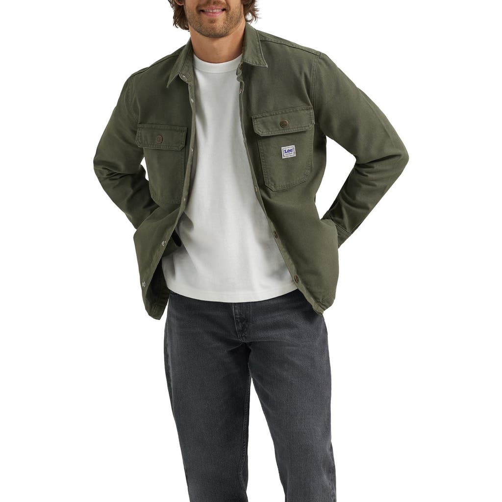 Lee Cotton Canvas Snap-up Shirt Jacket In Green