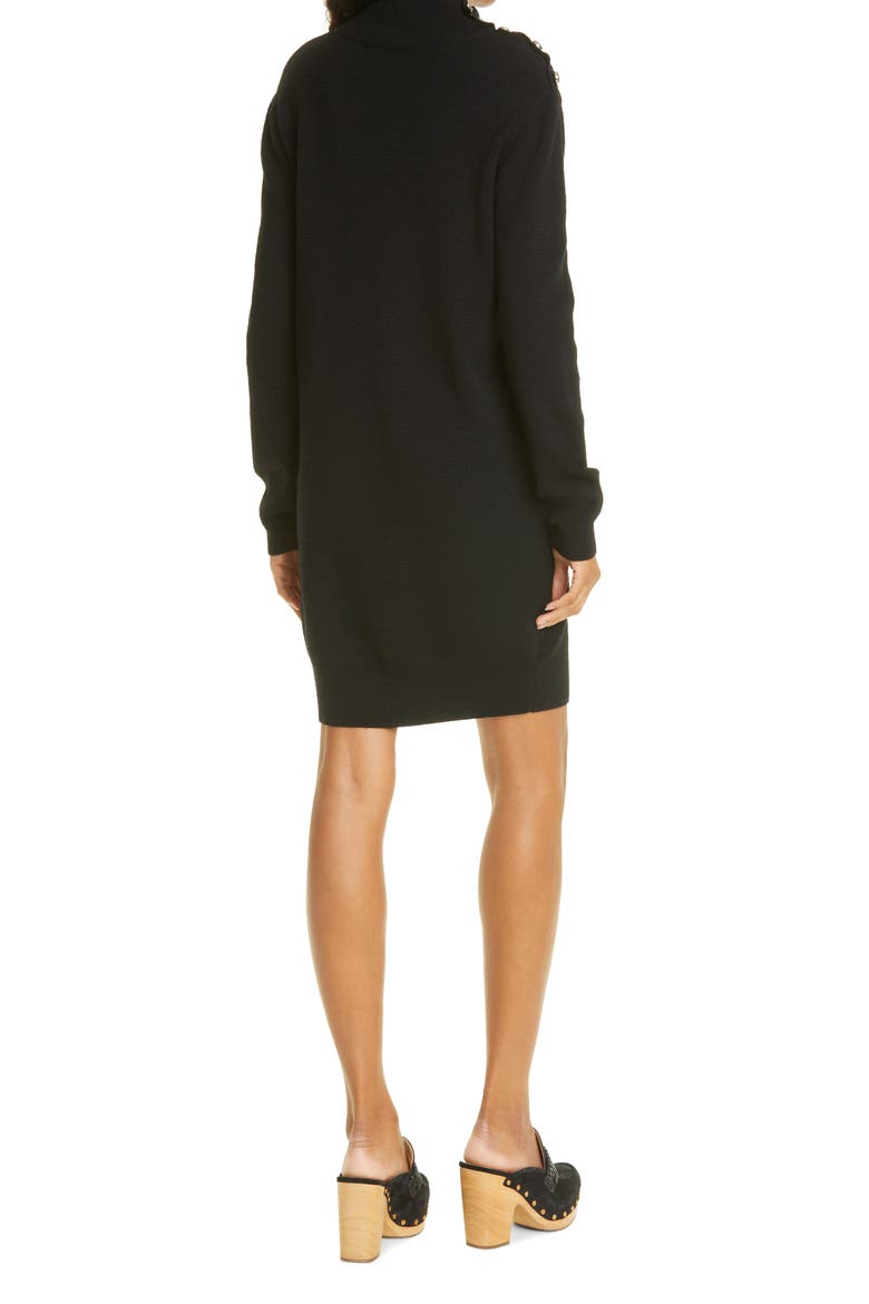 Banner Turtleneck Sweater Dress, Alternate, color, BLACK