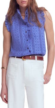 Boden Isabel Broderie Sleeveless Cotton Top