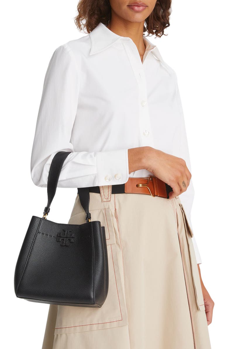 Tory Burch McGraw Small Leather Bucket Bag, Alternate, color,