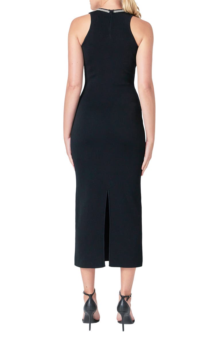 Embellished Trim Sleeveless Knit Dress, Alternate, color, BLACK