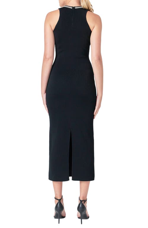 Endless Rose Embellished Trim Sleeveless Knit Dress In Black