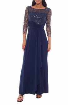 Oleg Cassini Beaded Illusion Neck Gown