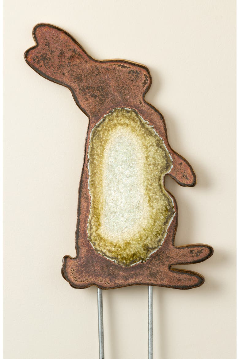 Rabbit Family Ceramic Glazed Garden Stakes - Standing Rabbit, Main, color, Multi