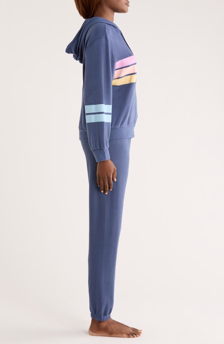 PJ Salvage Stripe Pajama Hoodie & Jogger Set, Alternate, color, Blue Steel