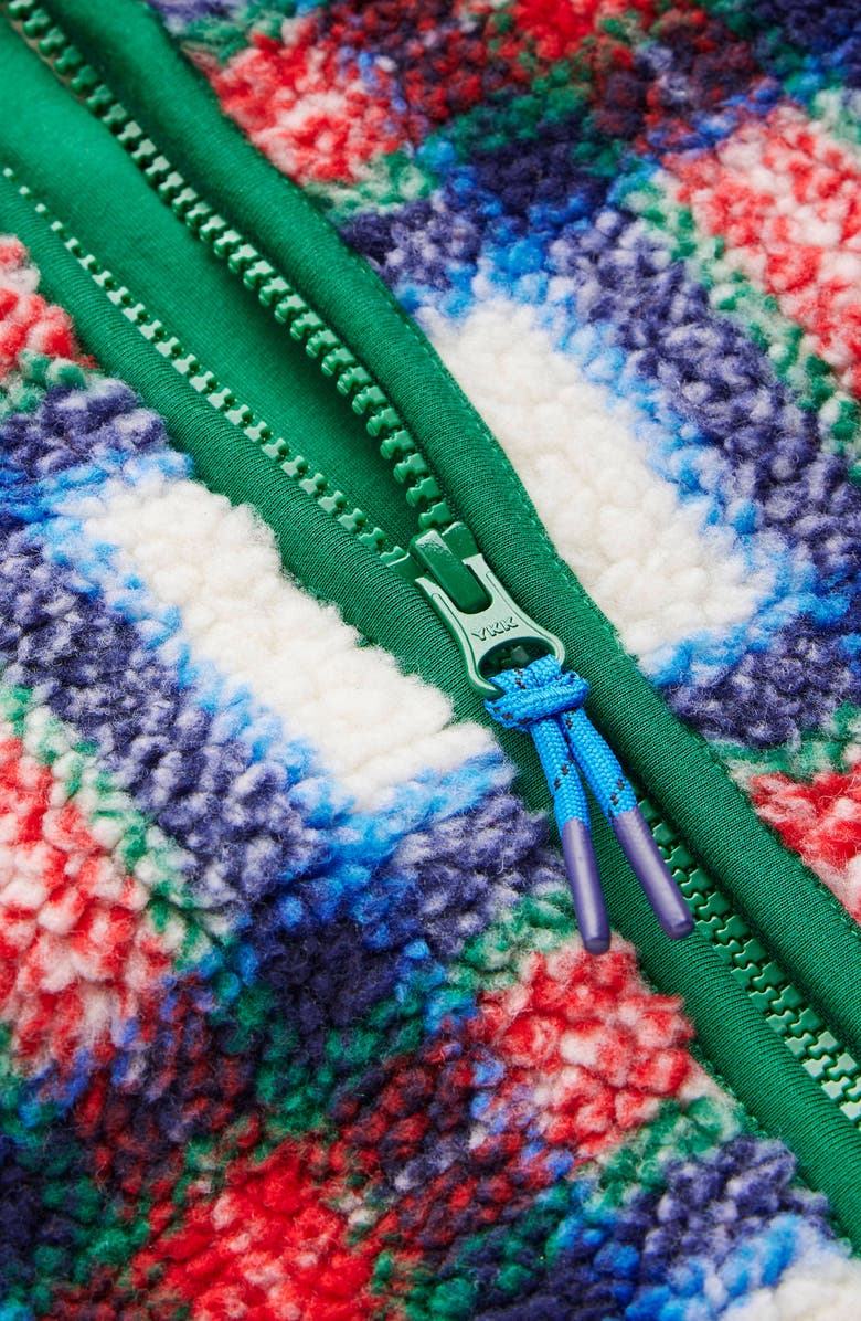 Mini Boden Kids' Cozy Fleece Jacket, Alternate, color, Ivory Blue And Red Check