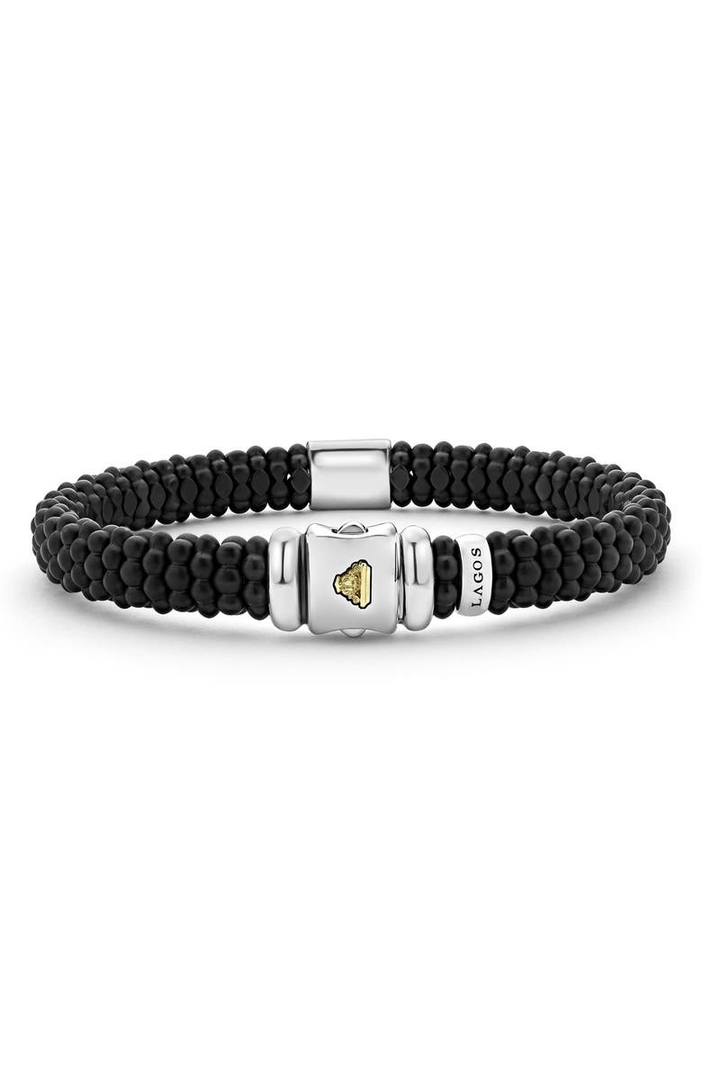 LAGOS Men's Anthem Matte Black Ceramic Caviar Beaded Bracelet, Alternate, color, Silver
