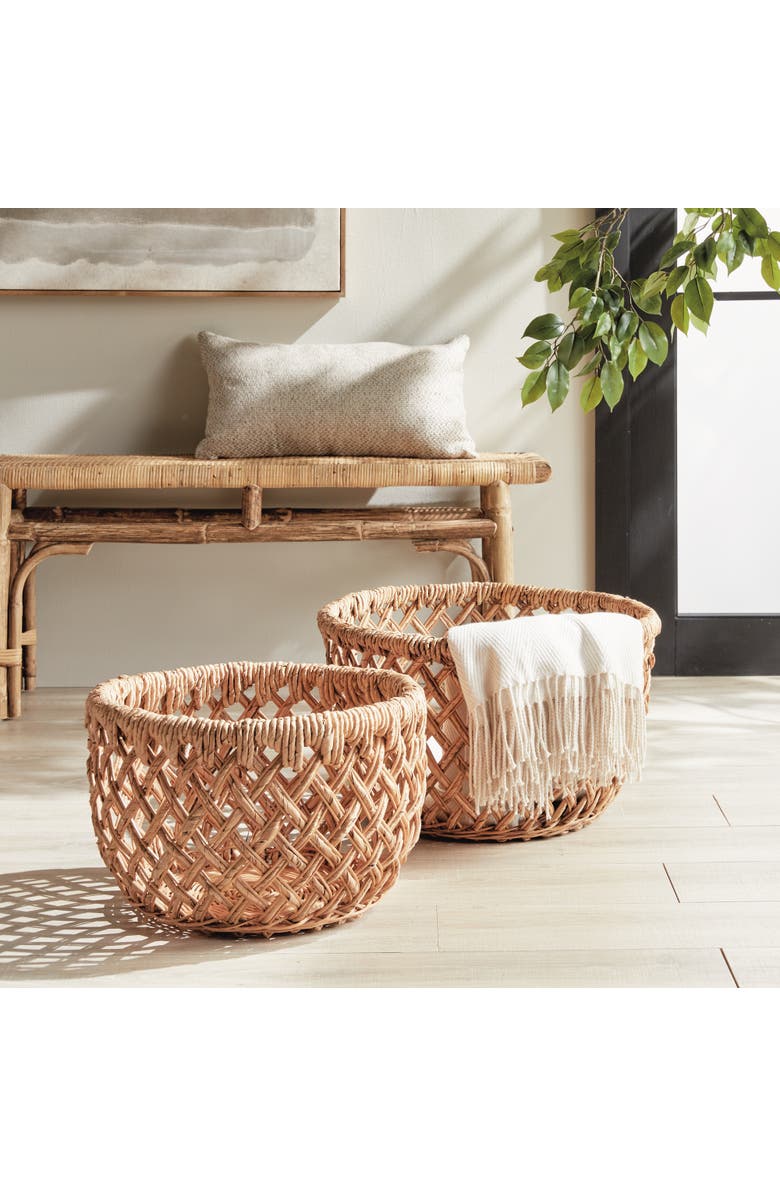 Napa Home & Garden Emlyn Rattan Decorative Baskets Set of 2 Without Handles, Alternate, color, Beige
