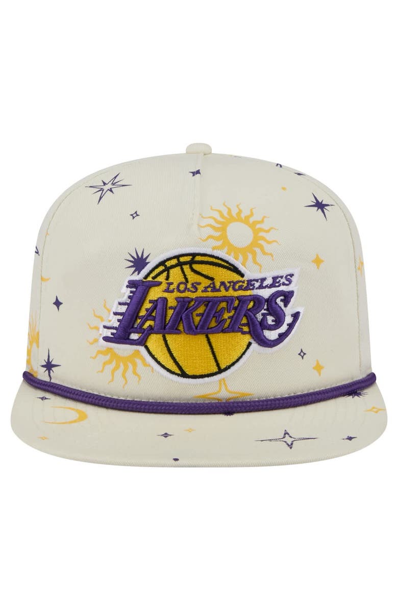 New Era Men's New Era Cream Los Angeles Lakers Lunar Golfer Snapback Hat, Alternate, color, Cream