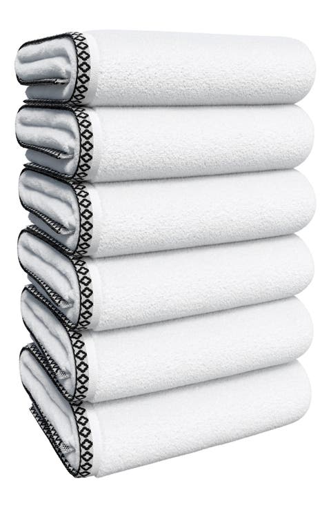 Border Stitch 6-Piece Cotton Hand Towels