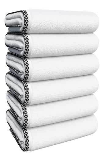 Woven & Weft Border Stitch 6-Pack Cotton Hand Towels
