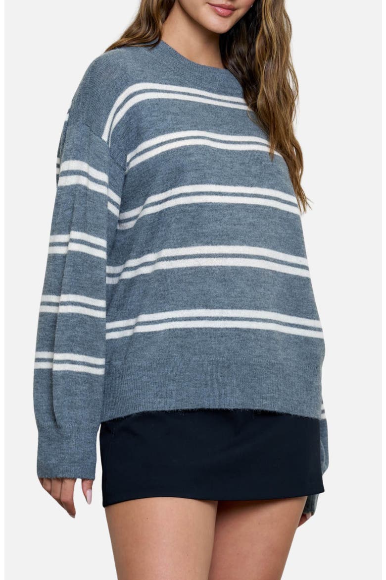 Stripe Crewneck Sweater, Main, color, CHARCOAL