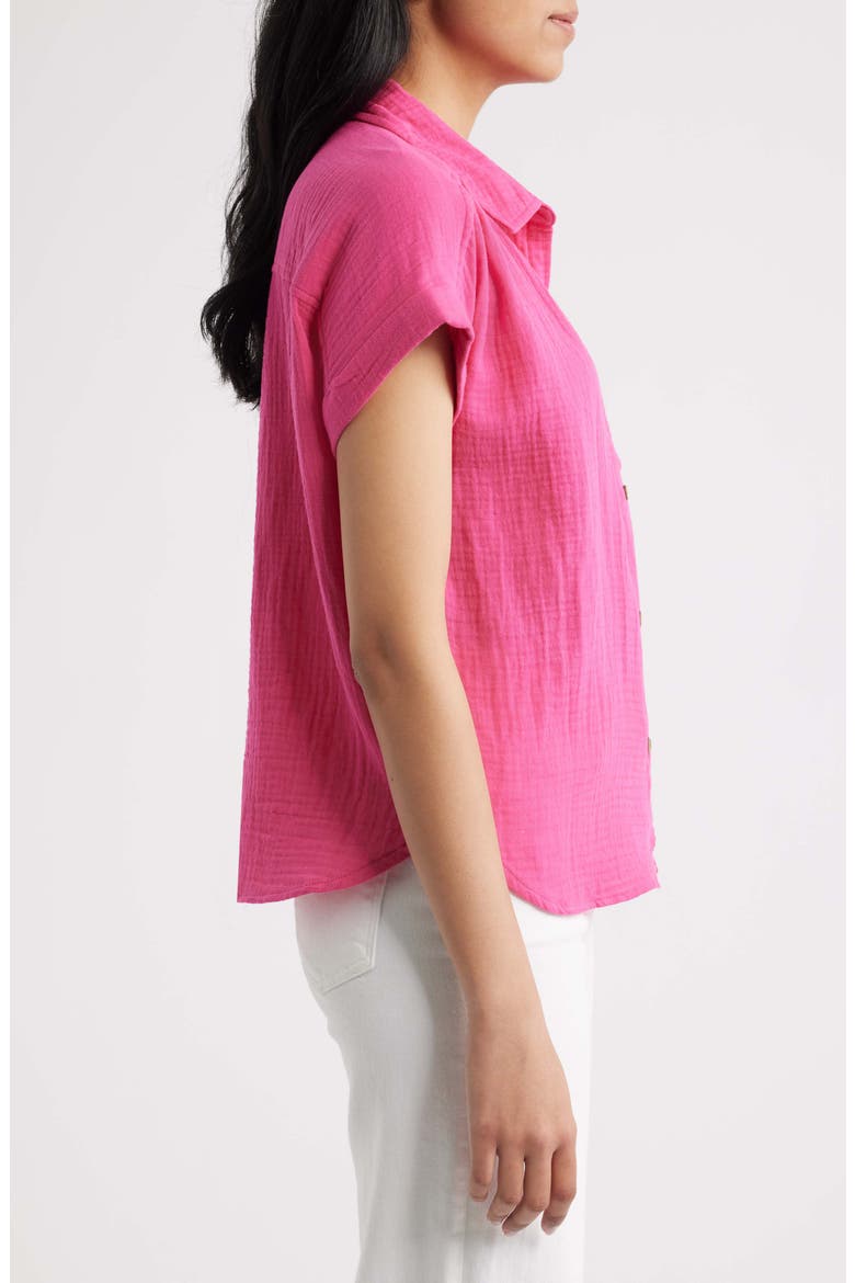 Devin Gauze Shirt, Alternate, color, HOT PINK