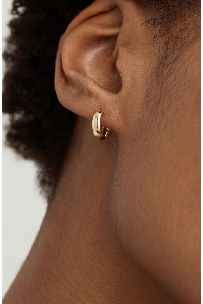 Single Bold Huggie Hoop, Alternate, color, Yellow Gold