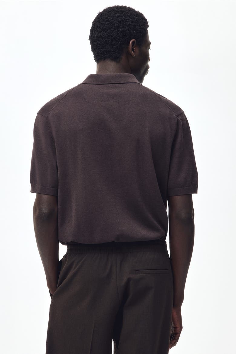 Regular Fit Silk-blend Polo Shirt, Alternate, color, Dark brown