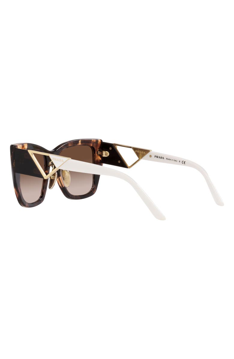 Prada 54mm Geometric Sunglasses, Alternate, color, Brown Tortoise