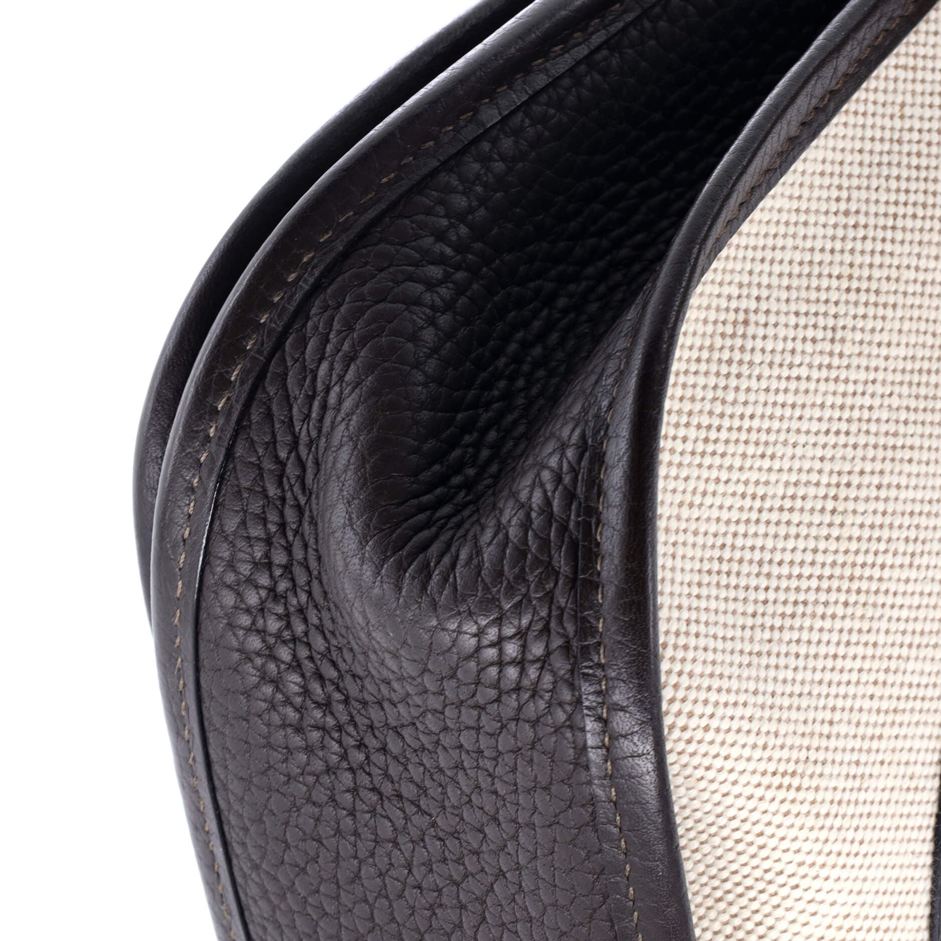 Pre-Owned Hermes Evelyne Bag Gen II Toile and Leather PM, Alternate, color, Ecru