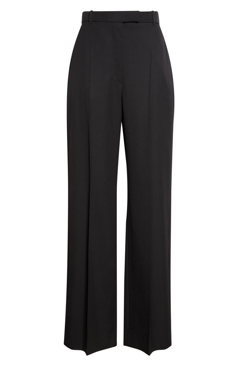 McQueen High Waist Wool Straight Leg Pants, Main, color, Black