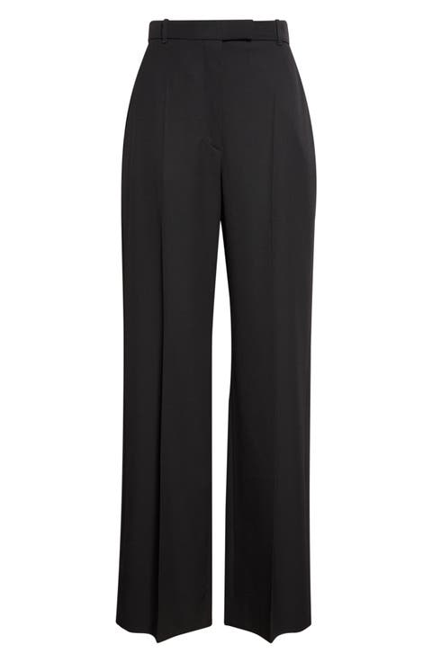 High Waist Wool Straight Leg Pants