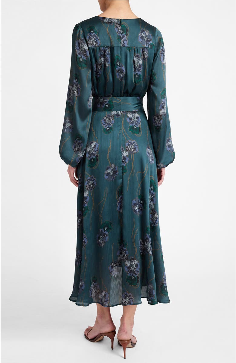 Santorelli Aubree Long Sleeve Printed Midi Dress, Alternate, color, Steel Teal