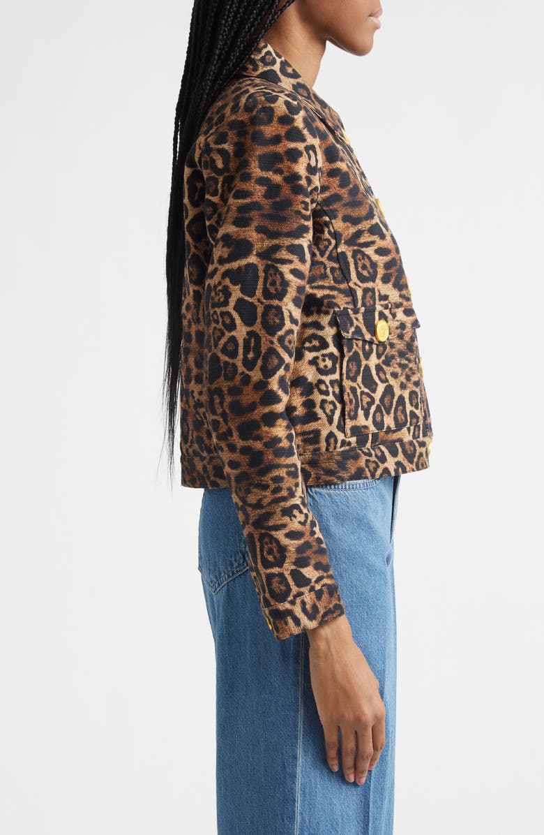L'AGENCE Nyx Leopard Print Crop Jacket, Alternate, color, Brown Multi Patch Leopard