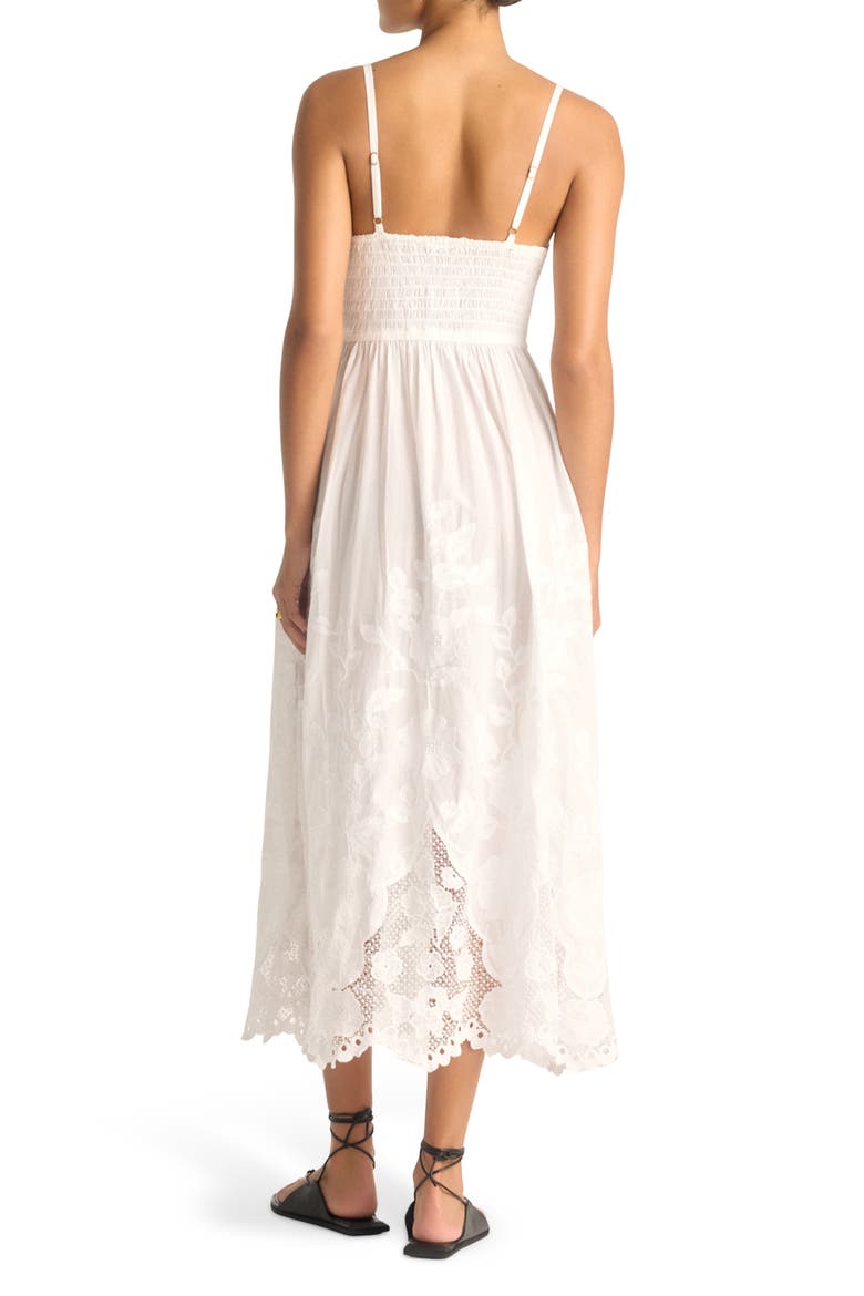 Flora Embroidered Sleeveless Cover-Up Maxi Dress, Alternate, color, WHITE