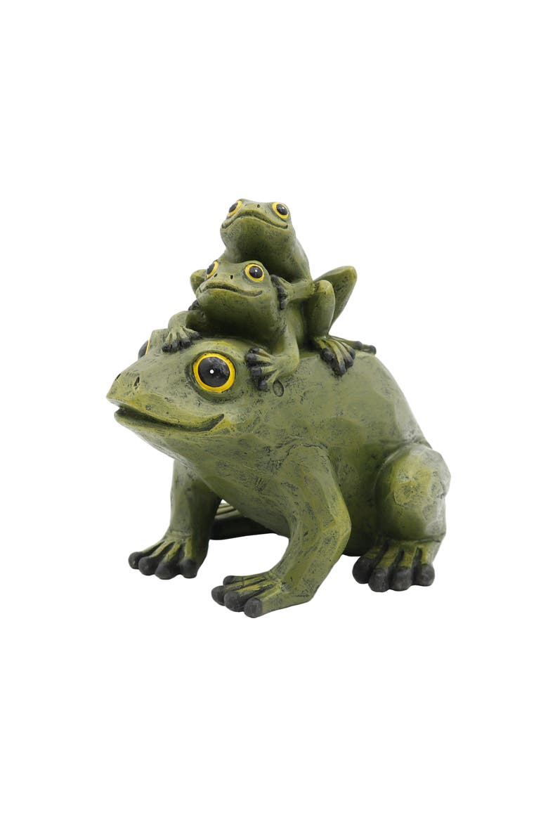Resin Stacked Green Frog Figurine Garden Accents for Spring Home Decor, Main, color, Green