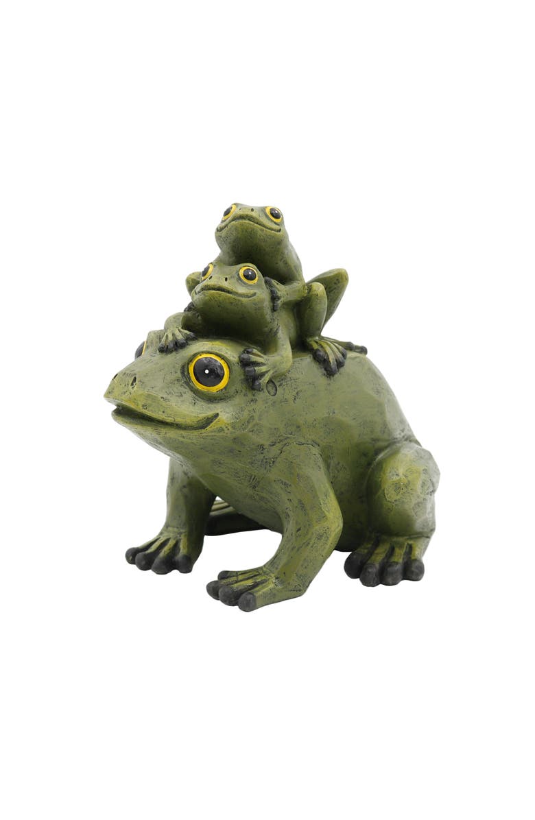 Transpac Resin Stacked Green Frog Figurine Garden Accents for Spring Home Decor, Main, color, Green