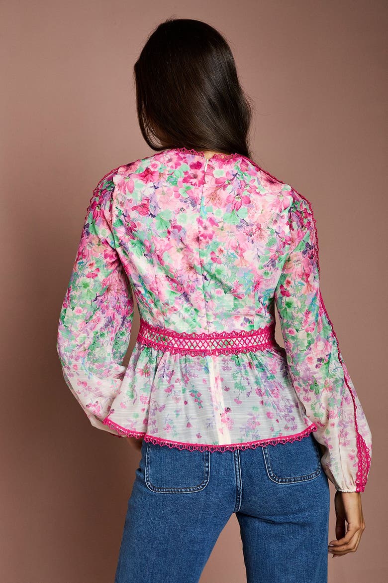 Organza V-Neck Blouse, Alternate, color, Pink