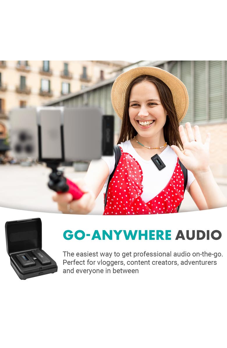 MOVO WMX-2-C Wireless Microphone for iPhone 15/16 with Charging Case, Alternate, color, Black