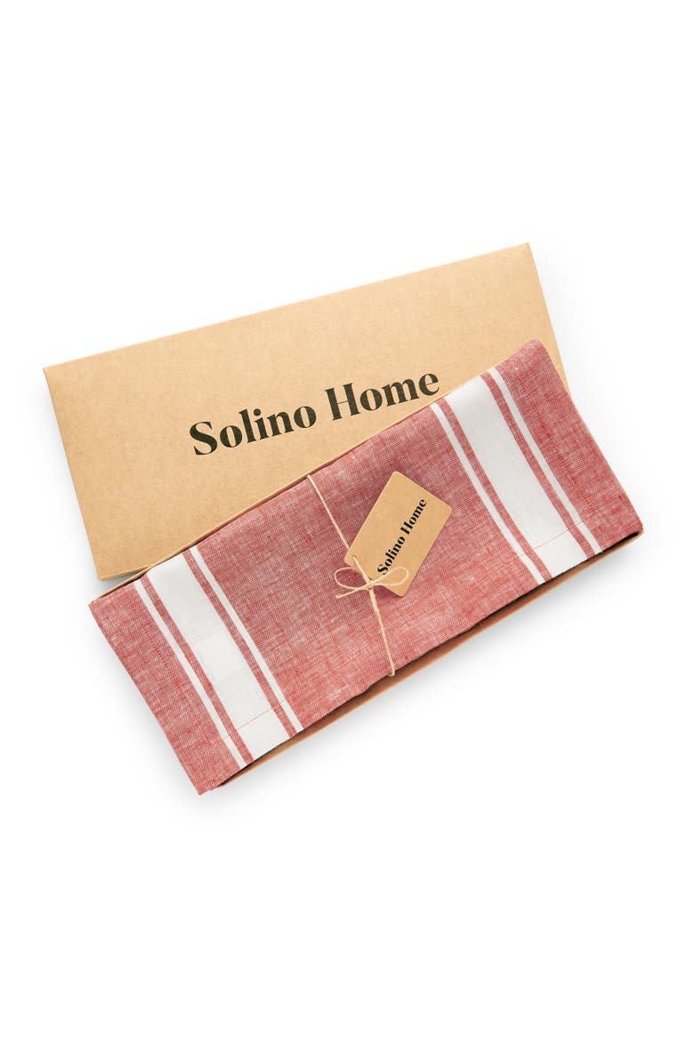 Linen Table Runner - Country Stripe, Alternate, color, Red
