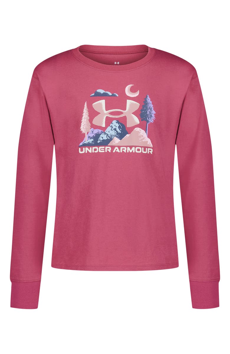 Under Armour Kids' Long Sleeve Forest Moon T-Shirt, Main, color, Fuchsia Dusk