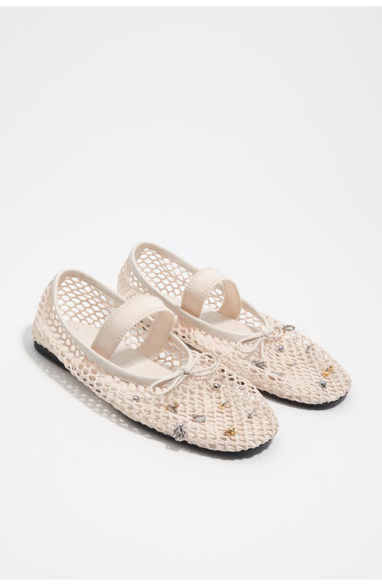Bimba y Lola Mesh Ballerina Flats with Metal Details, Alternate, color, Off White