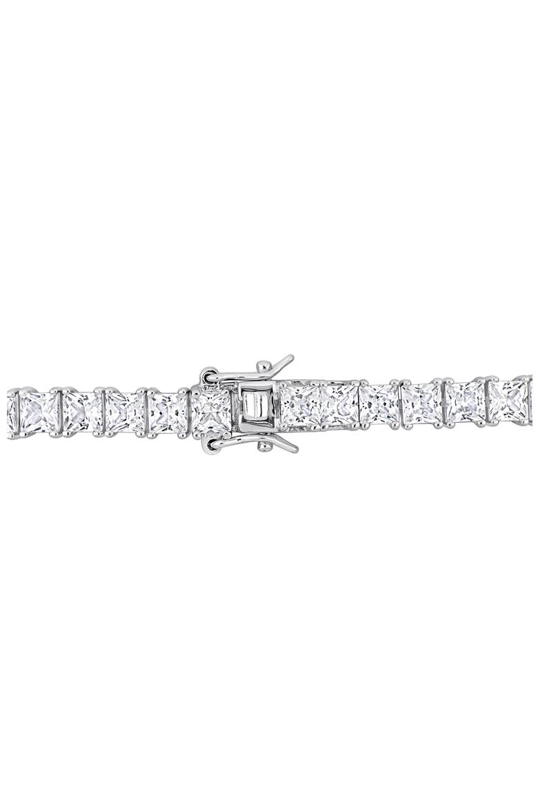 Men's Sterling Silver Lab Created Sapphire Bracelet, Alternate, color, WHITE