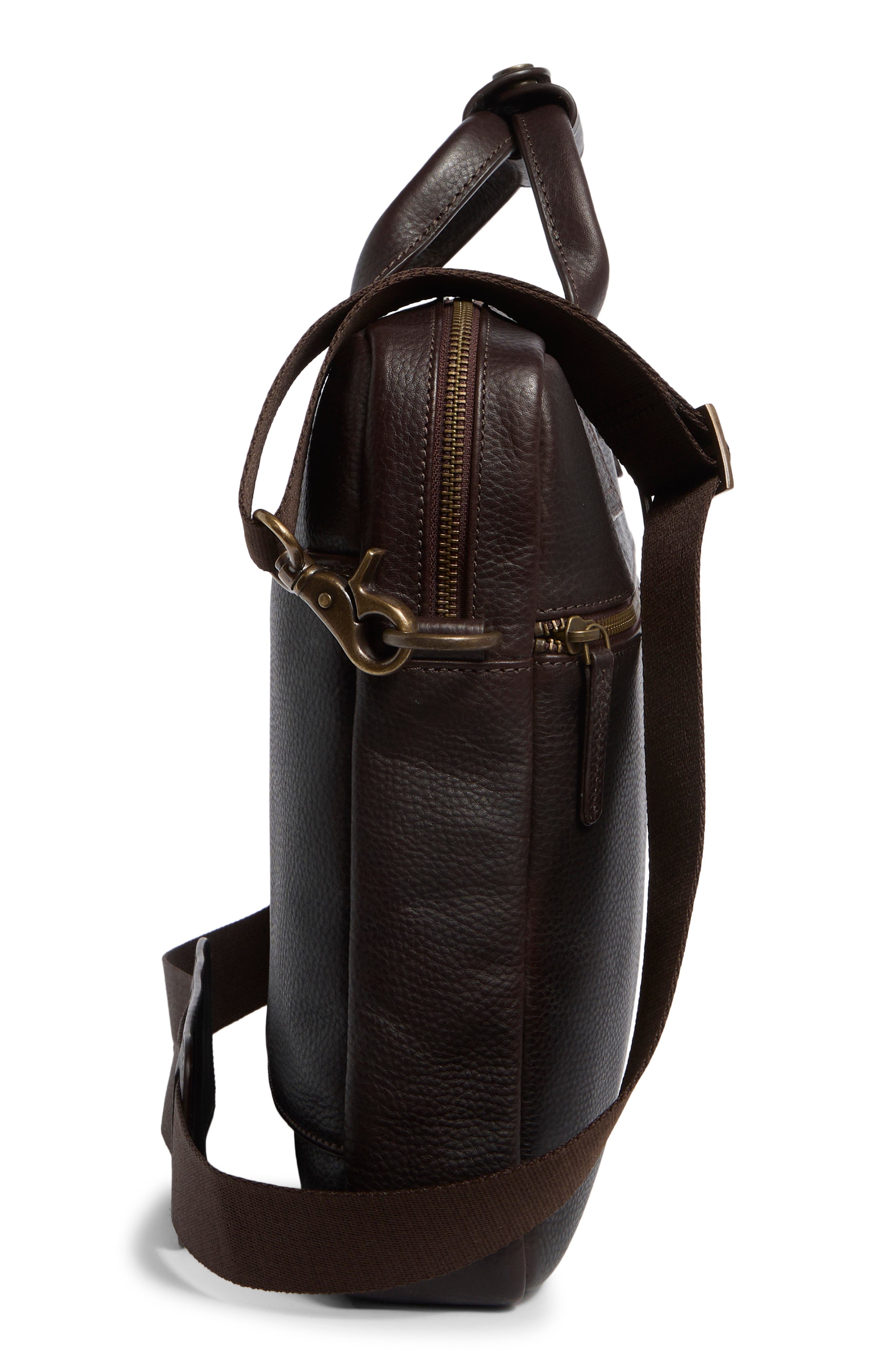 Johnston & Murphy Pebbled Leather Briefcase, Alternate, color, Dark Brown