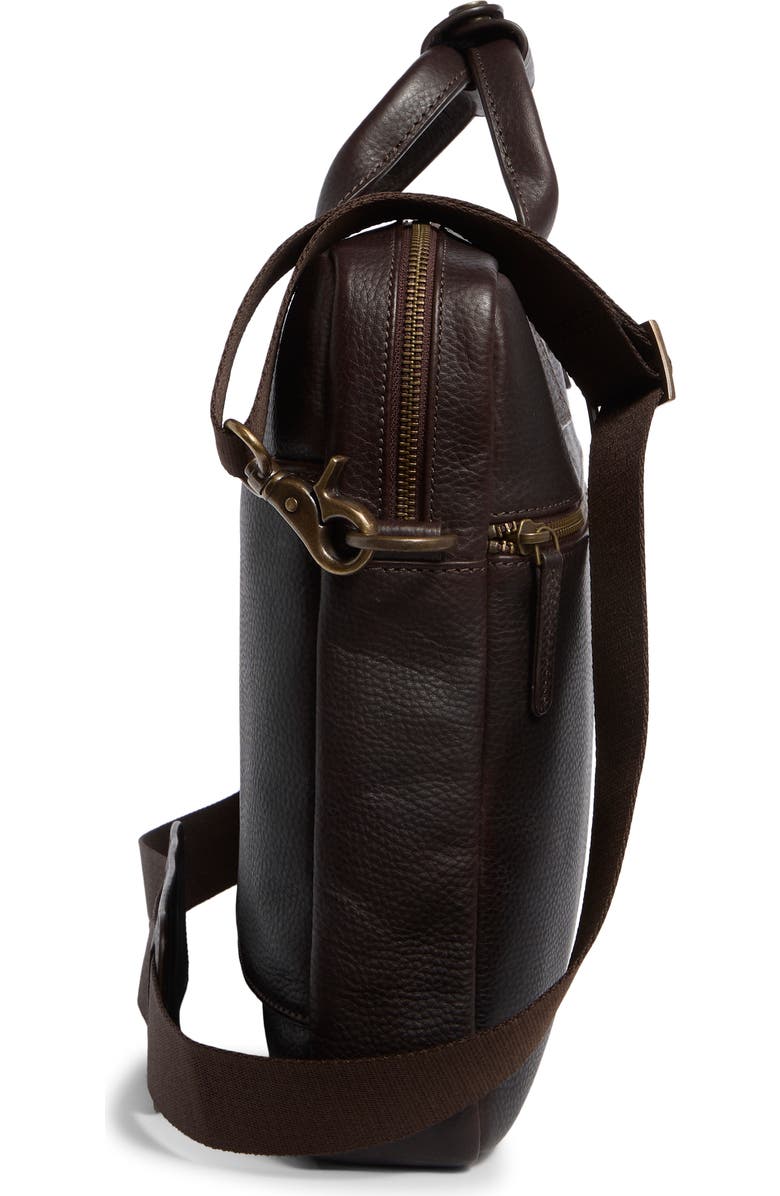 Johnston & Murphy Pebbled Leather Briefcase, Alternate, color, Dark Brown