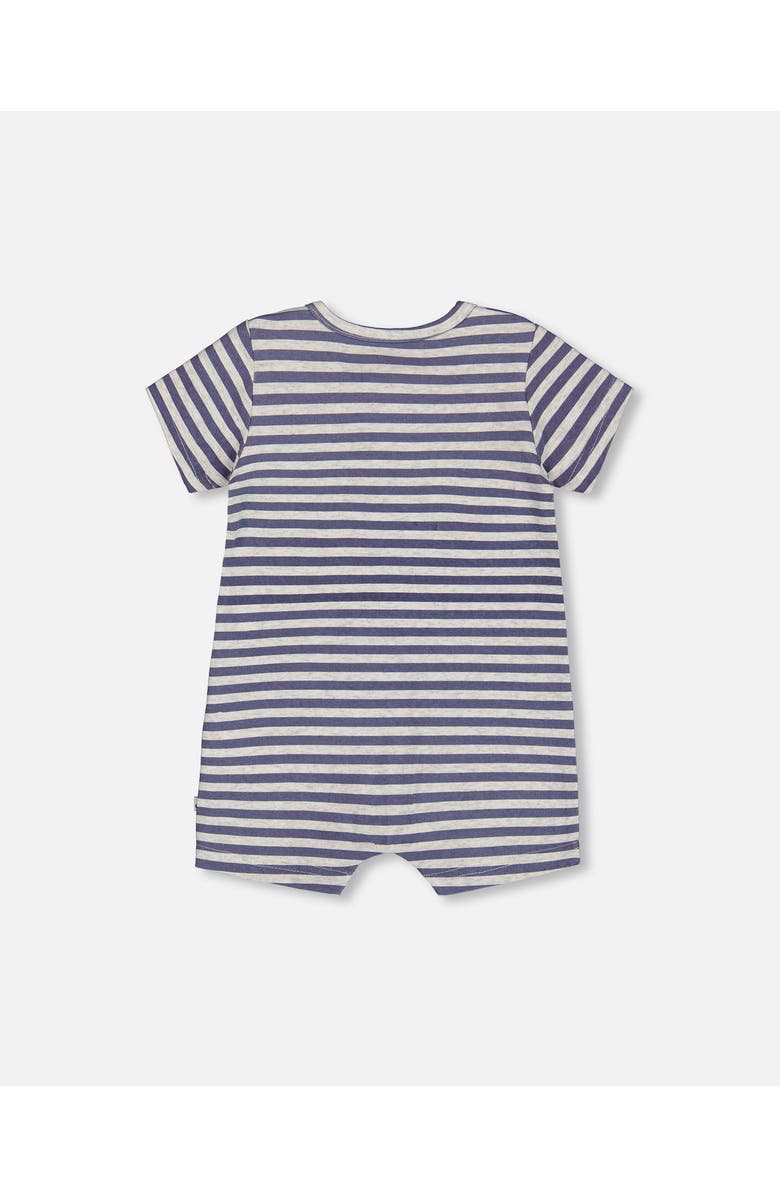 Deux par Deux Baby Boy's Organic Cotton Printed One-Piece Romper Striped Navy, Alternate, color, 