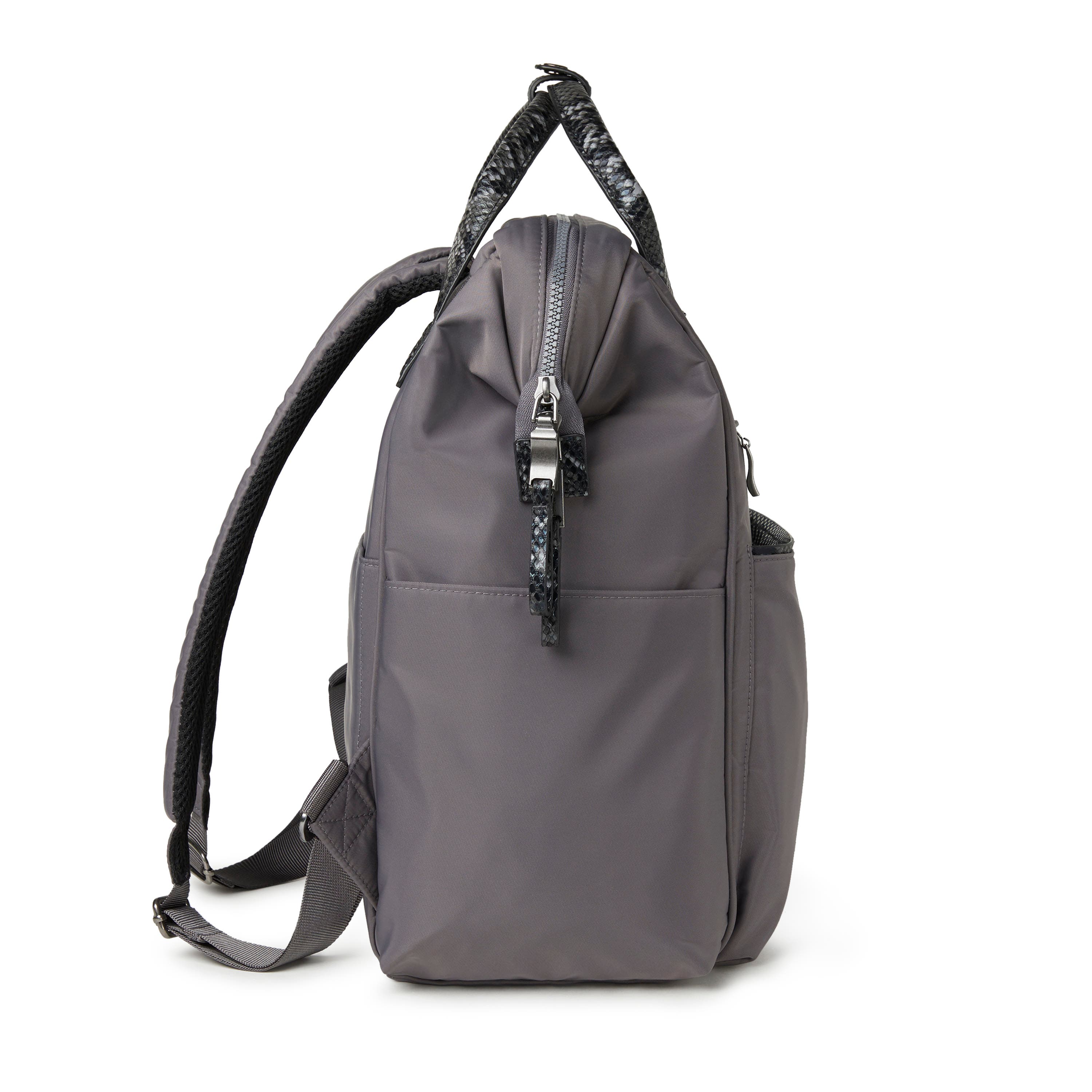 BAGGALLINI Soho Laptop Backpack, Alternate, color, Smoke / Faux Python Trim